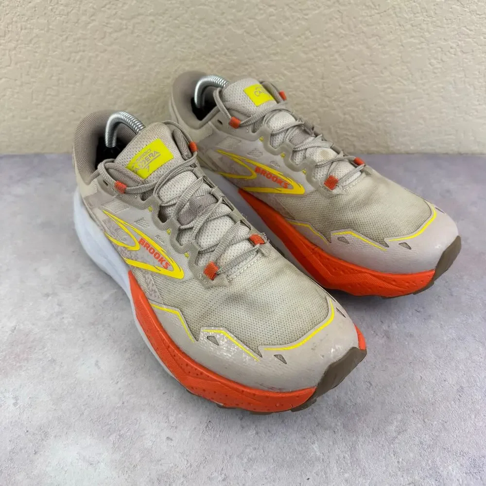 Brooks Caldera 7 Shoes Mens Size 10.5 Beige Trail Running DNA Loft Beige/ Orange